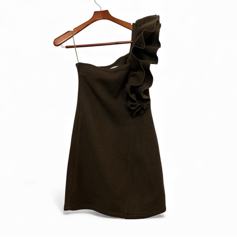 Ghospell One Shoulder Ruffle Ribbed Sweater Dress - Picture 7 of 17